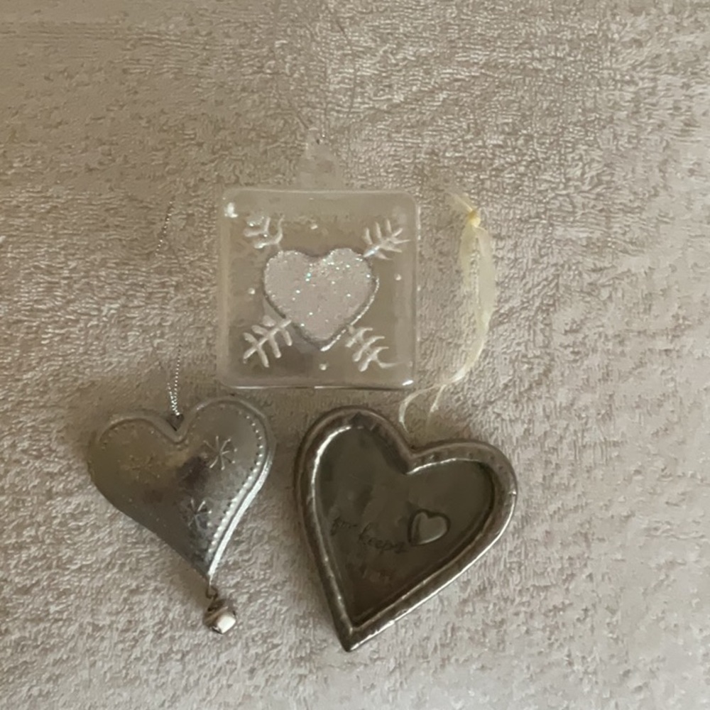 3 Heart Christmas Tree Ornaments